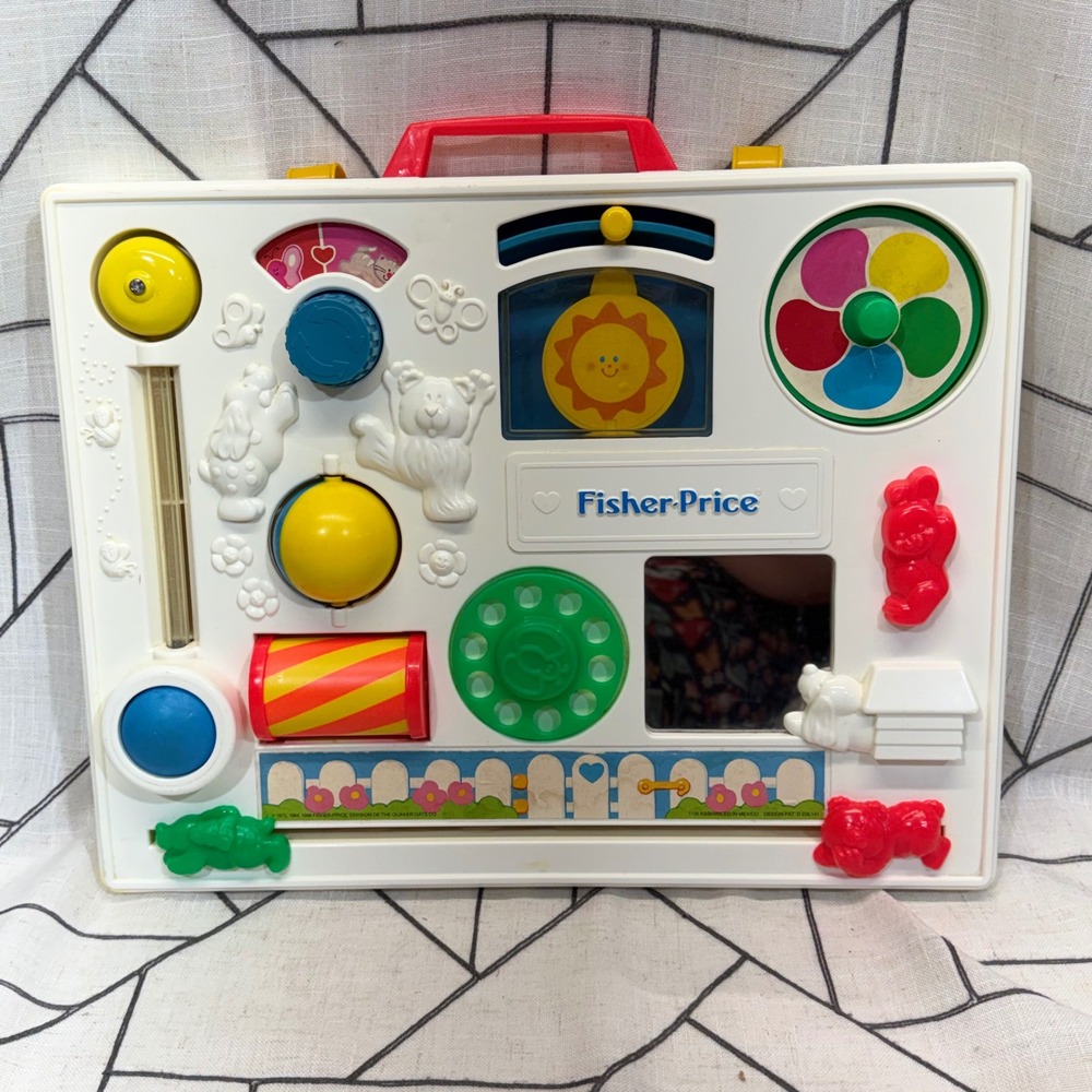 Fisher-Price Activity Center One Size White Vintage 1988 Crib Toy Sensory Board
